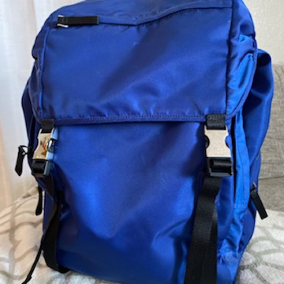 Nylon Drawstring Prada Backpack Dark Blue - Picture 7 of 7